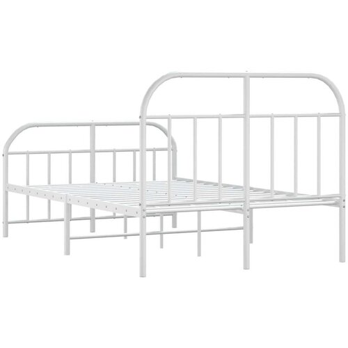 VidaXL Metalni okvir kreveta uzglavlje i podnožje bijeli 120x190 cm Slike