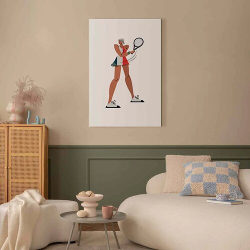  Slika - Tennis Player With a Racket on a Light Background - Illustration 80x120 Standard Cene