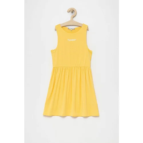 Tommy Hilfiger Dječja haljina boja: žuta, mini, širi se prema dolje