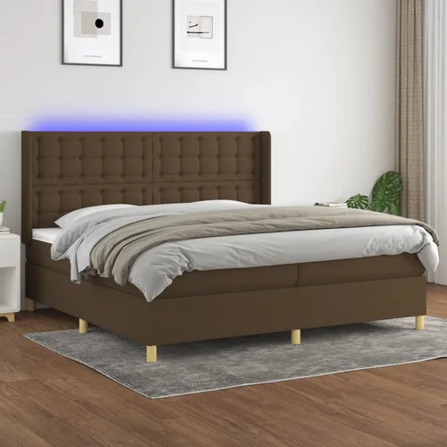 The Living Store Box spring postelja z vzmetnico LED temno rjava 200x200cm blago - Box Spring Postelja, (21515497)