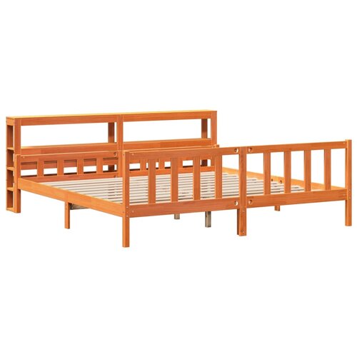 VidaXL Posteljni okvir z vzglavjem vo&amp;scaron;čeno rjava 180x200 cm borovina, (21292240) Slike