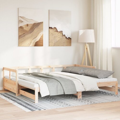 vidaXL Izvlečna dnevna postelja z vzmetnico 90x200 cm trdna borovina Cene