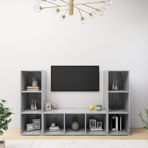 3 TV ormarići 3 kom boja betona 107x35x37 cm konstruirano drvo - Beton siva 3 Slike