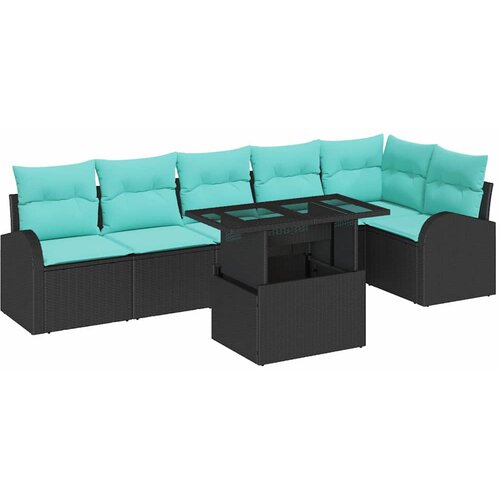  Sjedeća garnitura za vrt 7 kom. Crna Poli ratan 234 x 124 x 85 cm Slike