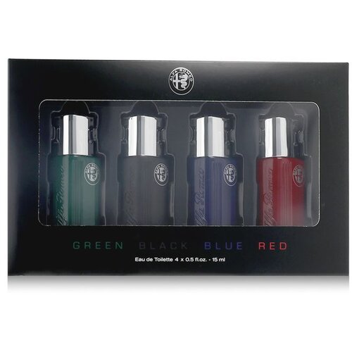 Alfa Romeo Green Set toaletna voda Green 15 ml + toaletna voda Black 15 ml + toaletna voda Blue 15 ml + toaletna voda Red 15 ml za mo&amp;scaron;ke Slike