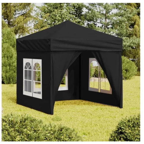  Zložljiv vrtni šotor s stranicami črn 2x2 m