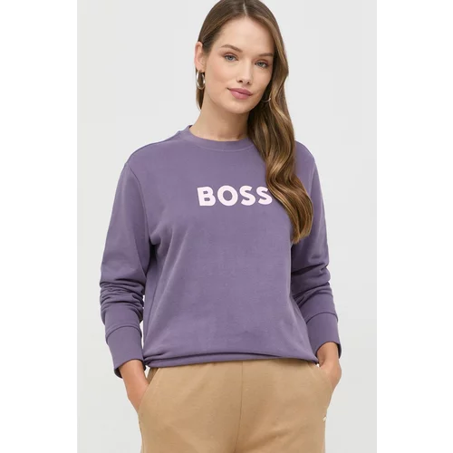 Boss Bombažna mikica ženska, vijolična barva