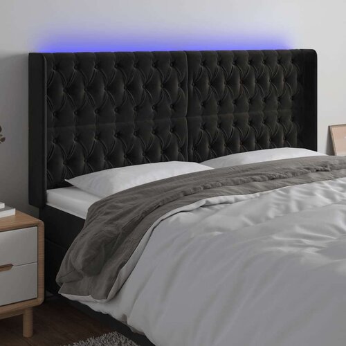 vidaXL LED posteljno vzglavje črno 183x16x118/128 cm žamet Cene