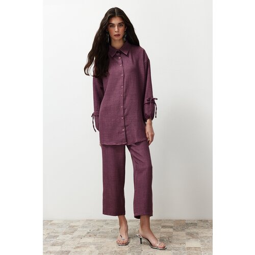 Trendyol Damson Linen Look Woven Two Piece Set Cene