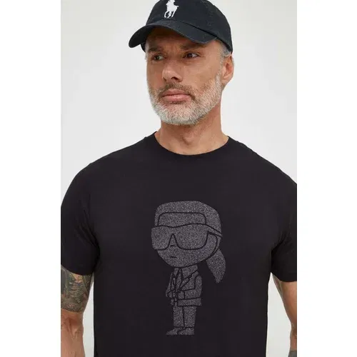 Karl Lagerfeld Pamučna majica za muškarce, boja: crna, s tiskom