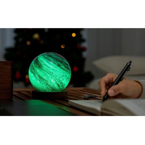 Gingko LED namizna svetilka v temni naravni barvi s steklenim senčilom (vi&amp;scaron;ina 13 cm) Stellar Ocean &amp;ndash; Slike