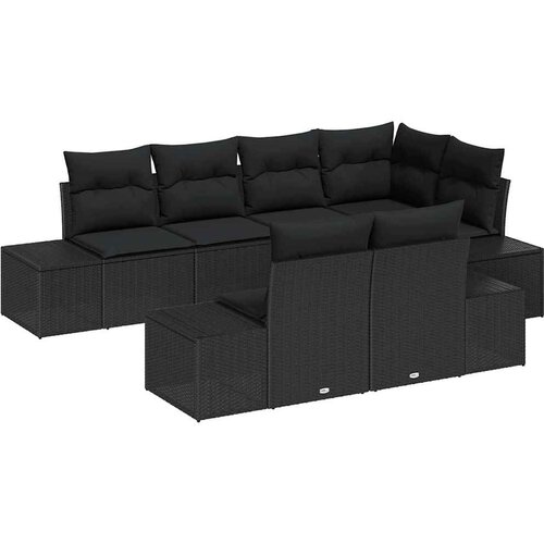  Sjedeća garnitura za vrt 7 kom. Crna poliratan 264 x 154 x 69 cm Slike