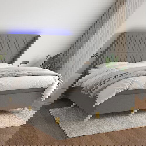  The Living Store Box spring postelja z vzmetnico LED temno siva 140x200 cm blago - Box Spring Postelja, (21455751) Slike