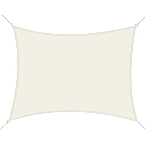 Outsunny Senčnik jadro pravokotne oblike 4x6 m, dihajoč poliesterski zunanji senčnik, odporen na UV-žarke, bela krem barva, (20744553)