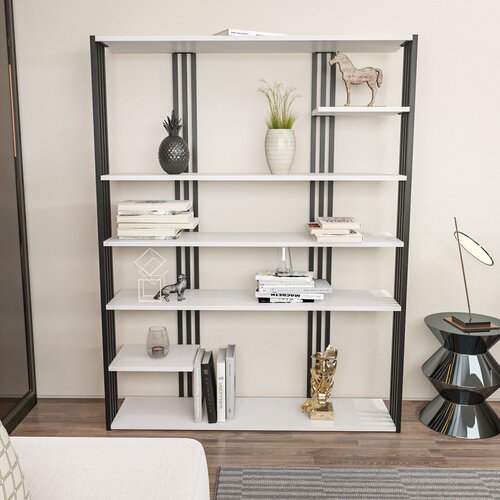 Hanah home Polica 120x160x29.6cm Bijelo-Crna Cene