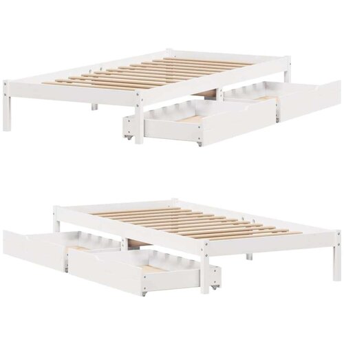 VidaXL Okvir kreveta bez madraca bijeli 90 x 200 cm masivna borovina Slike