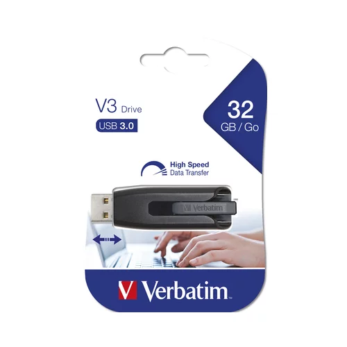 Verbatim V3 32GB USB 3.0 pendrive, črno-srebrn(49173)