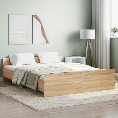 vidaXL Okvir kreveta s uzglavljem i podnožjem boja hrasta 150x200 cm