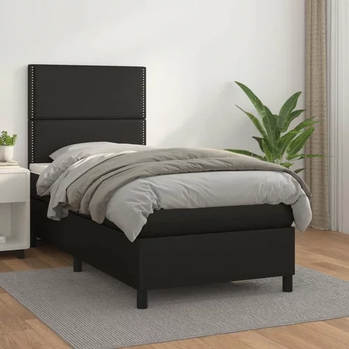  Box spring postelja z vzmetnico črn 90x190 cm umetno usnje, (20726644)