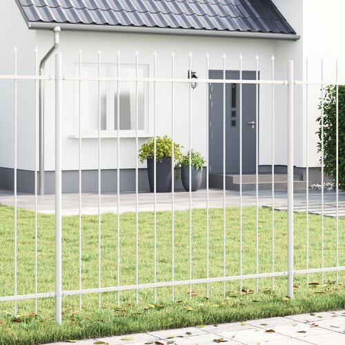 VidaXL Vrtna ograja Bela Kovina 170 cm x 150 cm Trdna Vrtna ograja Slike