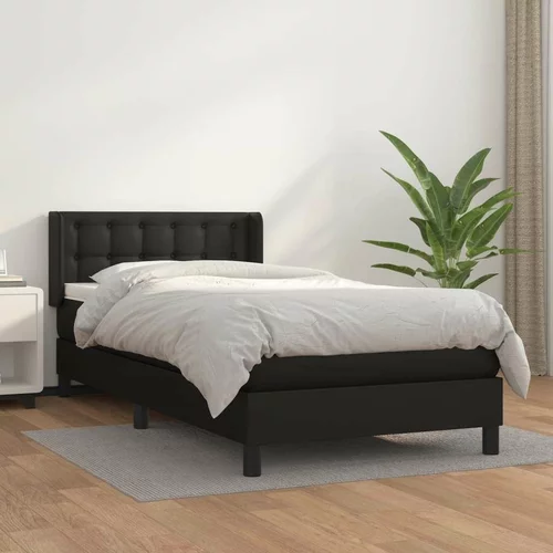  Box spring postelja z vzmetnico črna 80x200 cm umetno usnje, (20727272)