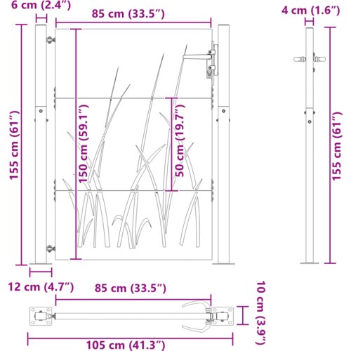 vidaXL Vrtna vrata Crna 105 x 150 cm Čelik s praškastim premazom Cijene
