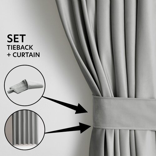 AmeliaHome Svijetlo siva zavjesa za djelomično zamračenje od samta 140x270 cm Eyelets &amp;ndash; Slike