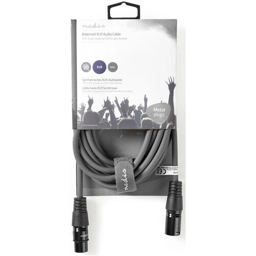 Nedis COTH15010GY50 Balansirani audio kabl, XLR 3-pinski mu&scaron;ki, XLR 3-pinski ženski, Niklovani, 5,00 m Cene