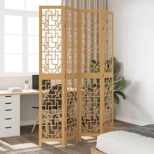  The Living Store Paravan 4-delni rjav trden les pavlovnije - Pregrada Za Prostor, (21494193) Slike