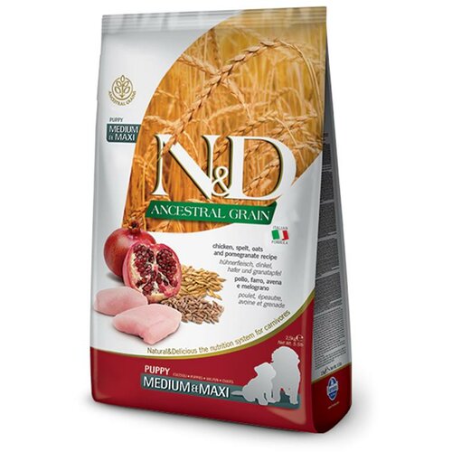 N&d suva hrana za štence ancestral grain medium/maxi piletina, spelta, ovas i nar 2.5kg Slike