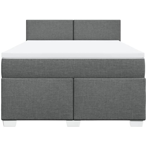  Krevet s oprugama i madracem tamnosivi 140x190 cm od tkanine Slike
