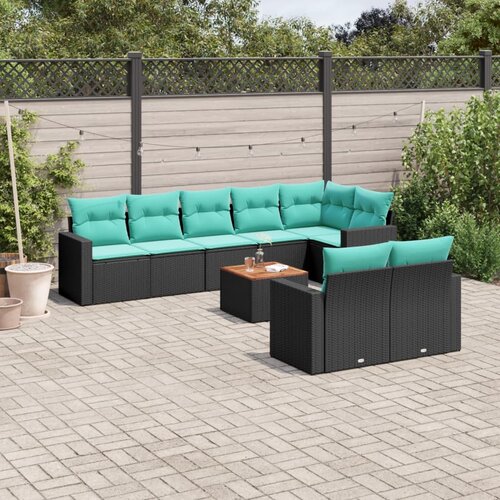  9-dijelni set vrtnih sofa od poliratana s jastucima crni Cijene