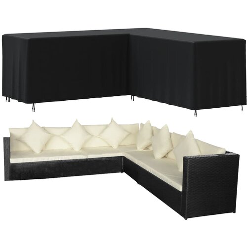 Maison Chic Prevleka za zunanjo pohi&amp;scaron;tvo - Prevleka za kavč v obliki črke L črna 254x254x80 cm 420D oxford, (21795202) Slike