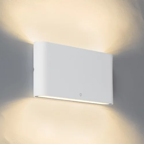 QAZQA Stenska svetilka bela 17,5 cm vključno z LED IP65 - Bat
