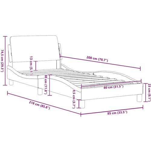  Okvir za krevet s uzglavljem Dover crni 80x200 cm tkanine Slike