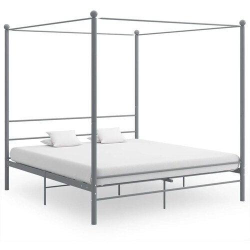  Okvir za krevet s nadstre&amp;scaron;nicom sivi metalni 180 x 200 cm Slike