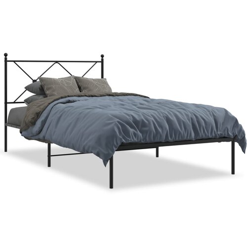 Maison Chic Kovinski Posteljni okvir - Enojna postelja - Postelja za odrasle z vzglavjem črn 100x200 cm, (21694655) Slike