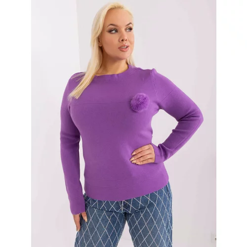 Fashion Hunters Purple knitted sweater made of viscose in a larger size