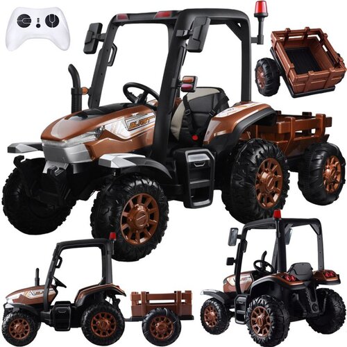 Veliki traktor s prikolicom 4x4 - smeđi Slike