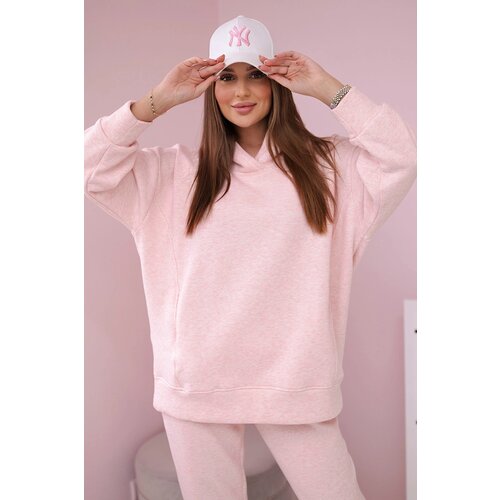 Kesi Insulated set with a hood of powder pink melange Cene