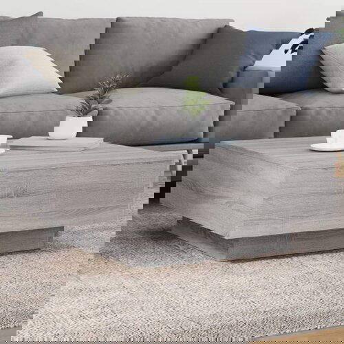 VidaXL Klubska mizica z LED lučkami siva sonoma 80x80x31 cm Slike