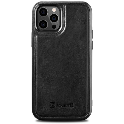 ICARER Etui prevlečen z naravnim usnjem za iPhone 12 Pro Max Leather Oil Wax črn, (21521908) Cene
