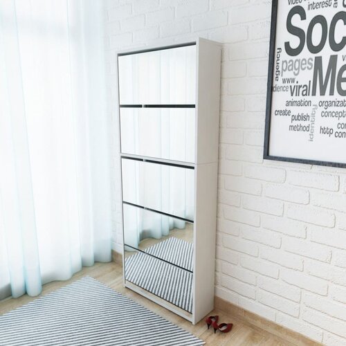 vidaXL Ormarić za Cipele 5-dijelni sa Ogledalom Bijeli 63x17x169.5 cm Cijene