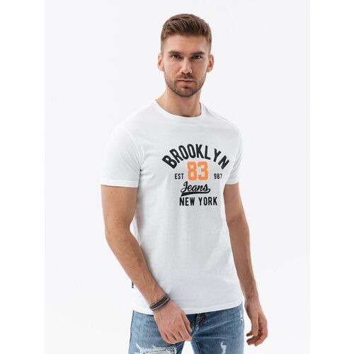 Ombre Men's printed cotton t-shirt - white Slike