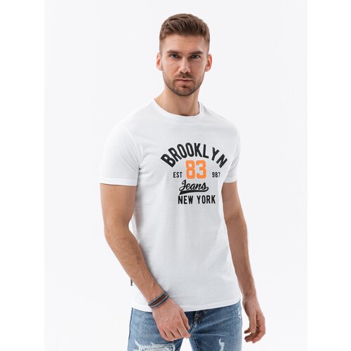 Ombre Men's printed cotton t-shirt - white Cene