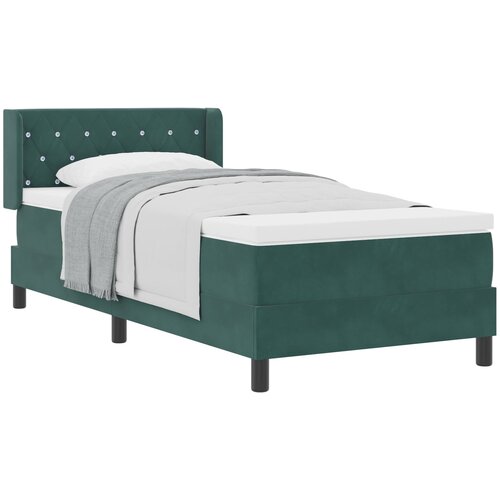 VidaXL Box Spring postelja z vzmetnico temno zelena 100x200 cm žamet, (22081004) Slike