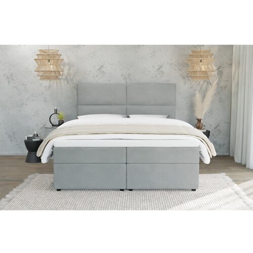 Ropez Svijetlo sivi tapecirani bračni krevet s prostorom za odlaganje s podnicom 160x200 cm Rico &amp;ndash; Slike