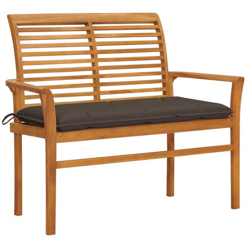 VidaXL Vrtna klop s taupe blazino 112 cm trdna tikovina Slike
