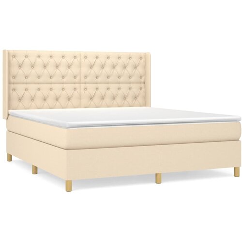 vidaXL Krevet s oprugama i madracem krem 160x200 cm od tkanine Cene