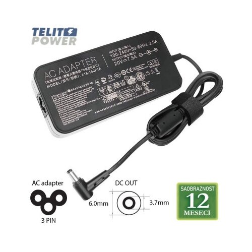 Asus 20v-7.5a ( 6.0 * 3.7 ) 150w-a18-150p1a laptop adapter ( 4513 ) Cene